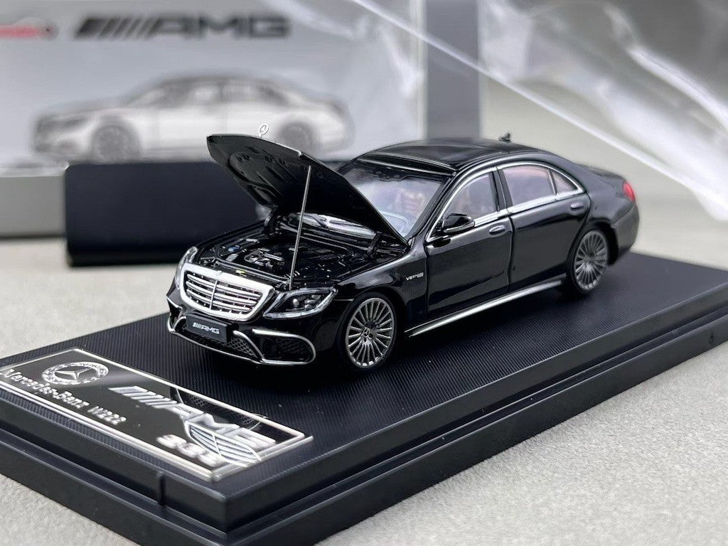 RM 1:64 Black S63 W222 Luxury Sedan Sports Model Diecast Metal Car New Collection