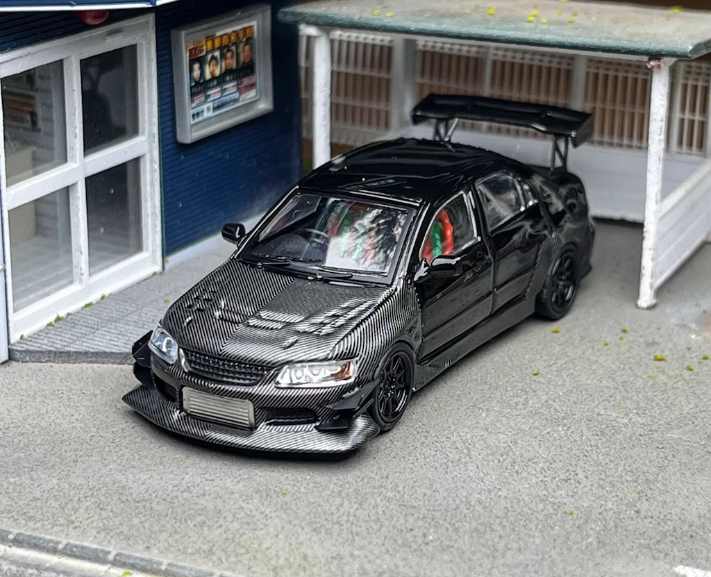 CM 1:64 Black Carbon Lancer EVO Evolution IX Sport Model Diecast Metal Car New Collection