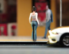 Load image into Gallery viewer, 1:64 Painted Figure Model Miniature Resin Diorama Sand White Top Denim Girl Cute
