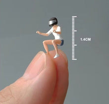 Load image into Gallery viewer, 1:64 Painted Figure Mini Model Miniature Car Scenes Resin Black Helmet Girl Lady
