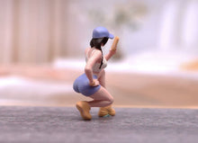 Load image into Gallery viewer, 1:64 Painted Figure Model Miniature Resin Sand Gym Fit Girl Sporty Woman Cap
