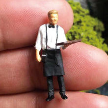 Load image into Gallery viewer, 1:64 Painted Figure Mini Model Miniature Resin Diorama Cafe Restaurant Waiter
