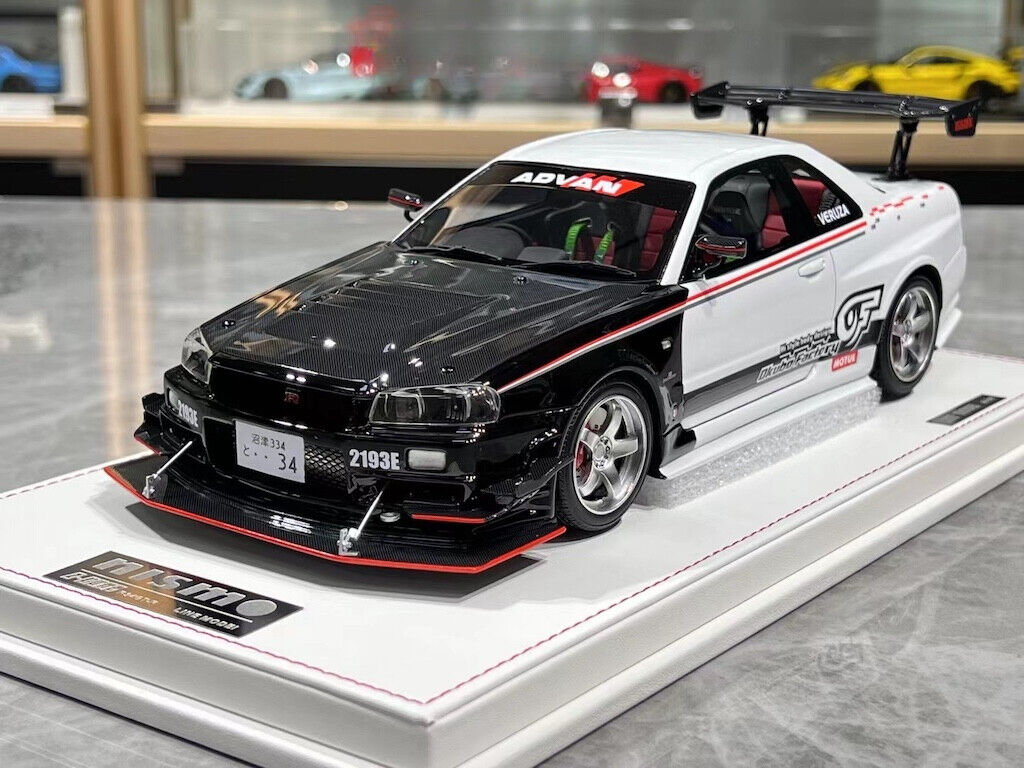 Line 1:18 JDM Skyline GTR R34 Nismo Racing Sports Model Diecast Resin Car New Collection