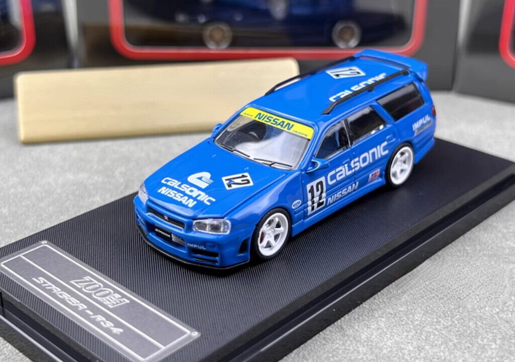 ZOOM 1:64 JDM Blue GTR R34 Wagon Stagea Racing Model Diecast
