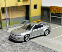 Load image into Gallery viewer, SW 1:64 Silver JDM S15 Slivia Widebody Racing Sports Model Diecast Metal Car
