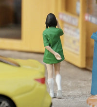 Load image into Gallery viewer, 1:64 Painted Figure Mini Model Miniature Resin Diorama Green Tee Girl Lady Cute
