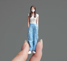 Load image into Gallery viewer, 1:24 Painted Figure Model Miniature Resin Diorama Casual Lady With Mask Girl
