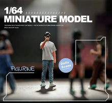Load image into Gallery viewer, 1:64 Painted Figure Model Miniature Resin Diorama Toy Sand Selfie Man Boy Tee
