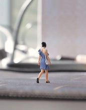Load image into Gallery viewer, 1:64 Painted Figure Mini Model Miniature Resin Diorama Sand Girl Lady Blue Dress
