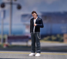 Load image into Gallery viewer, 1:64 Painted Figure Model Miniature Resin Sand Diorama Cool Man In Black Stand
