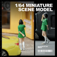 Load image into Gallery viewer, 1:64 Painted Figure Mini Model Miniature Resin Diorama Cute Green T-Shirt Girl New Scene
