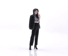 Load image into Gallery viewer, 1:64 Painted Figure Model Miniature Resin Diorama Toy Sand Cool Lady Black Suit
