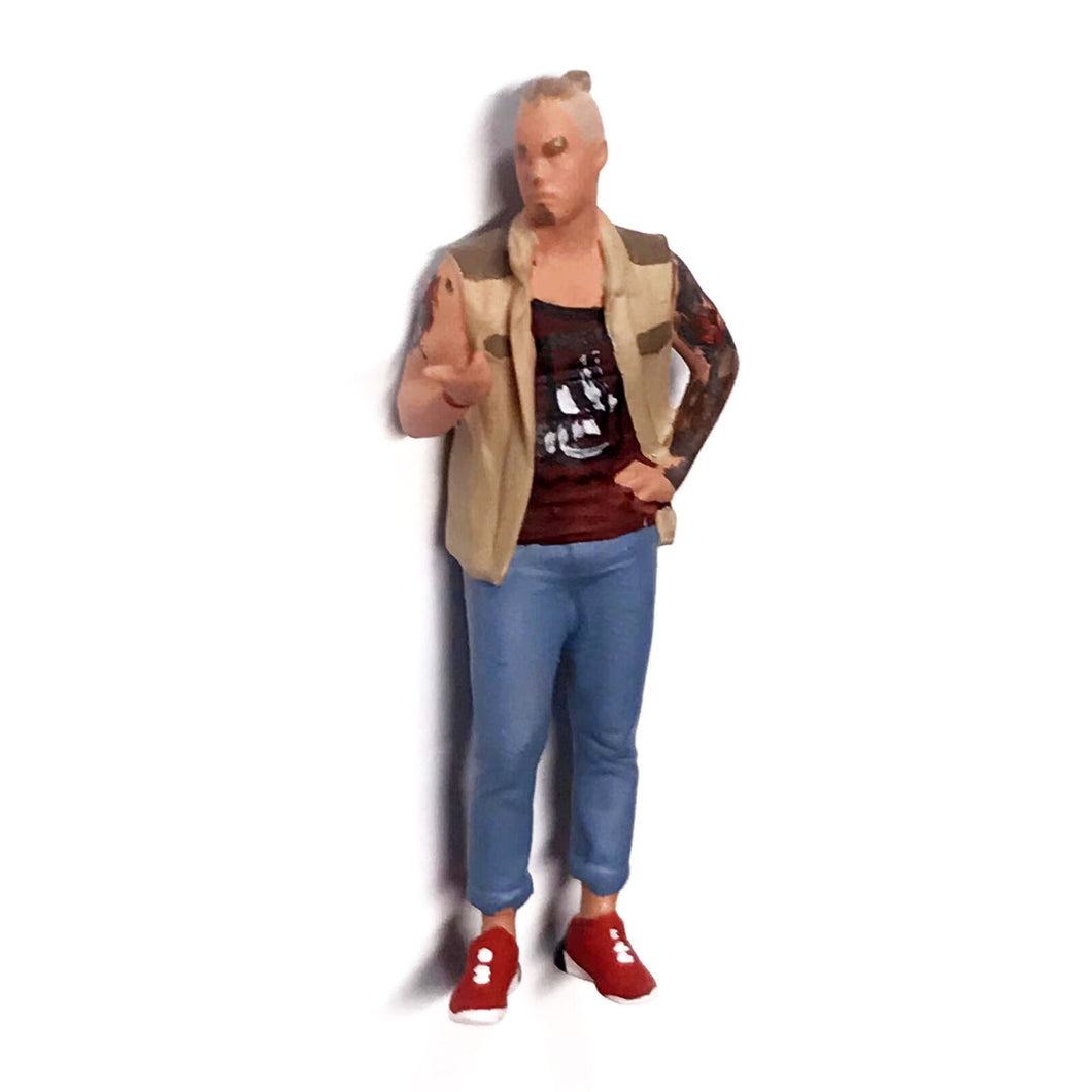 1:64 Painted Figure Mini Model Miniature Resin Diorama Punk Trendy Man Tattoo