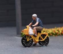 Load image into Gallery viewer, 1:64 Painted Figure Model Miniature Resin Diorama Scene Elderly Riding Bicycle
