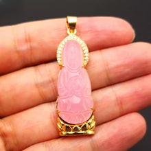 Load image into Gallery viewer, Nature Jade Guanyin Pendant Necklace Gift Jewelry charm Blessing Lucky PINK NEW
