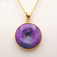 Load image into Gallery viewer, Nature Jade Purple Fortune Round Pendant Necklace Gift Jewelry charm Blessing

