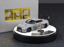 Load image into Gallery viewer, PGM 1:64 Gray GTR R35 Rocket Bunny Engine Round Model Diecast Metal Car New Collection
