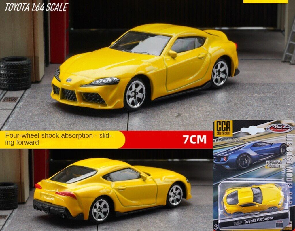 CCA 1:64 JDM Yellow Supra GR Racing Sports Model Toy Diecast
