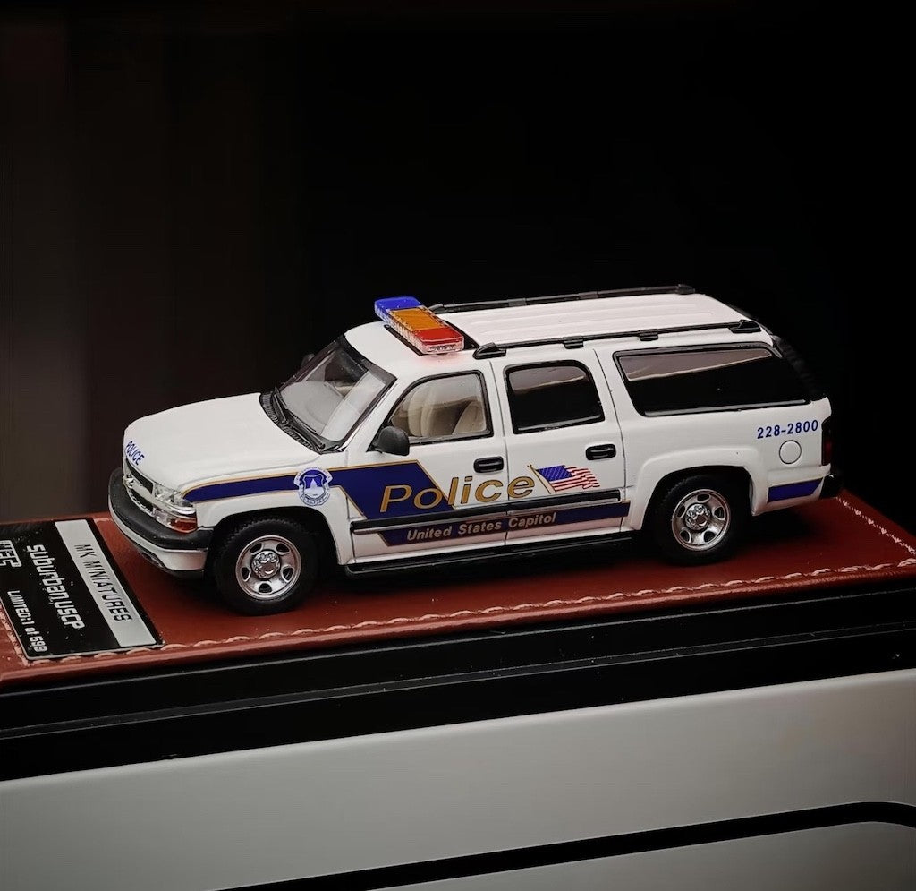 MK HEC 1:64 2003 White Suburban USCP Police SUV Model Diecast Metal Car New Collection