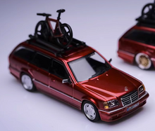 Load image into Gallery viewer, Mortal 1:64 Red S124 E300 Wagon Roof Bike Model Diecast Metal Car New
