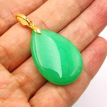Load image into Gallery viewer, Nature Jade Water Drop Oval Pendant Necklace Gift Jewelry charm Blessing Lucky
