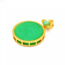 Load image into Gallery viewer, Nature Jade Reunion Round Pendant Necklace Gift Jewelry charm Blessing Lucky
