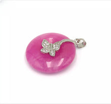 Load image into Gallery viewer, Nature Jade Butterfly Round Pendant Necklace Gift Jewelry charm Blessing Lucky a
