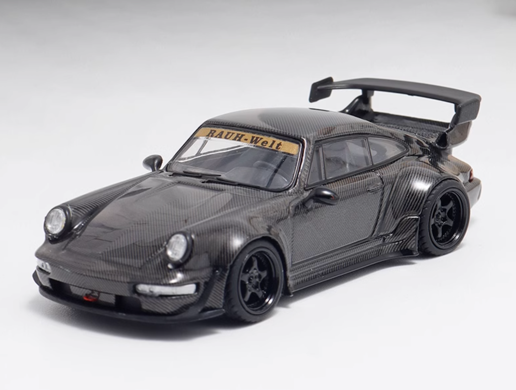 1:64 Stock Black Carbon RWB 993 Classic Sports Model Diecast Metal Car New Collection