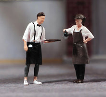 Load image into Gallery viewer, 1:64 Painted Figure Model Miniature Resin Diorama Sand Toy Cafe Waiter Waitress New

