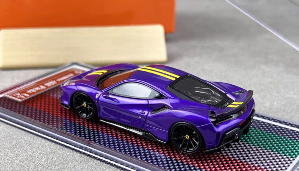 U2 1:64 Purple Novitec 488 Pista Racing Sports Model Diecast Resin