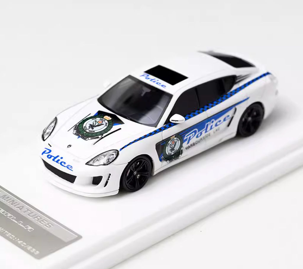 MK 1:64 White Police Gemballa Coupe Sports Model Diecast Resin Car New Collection