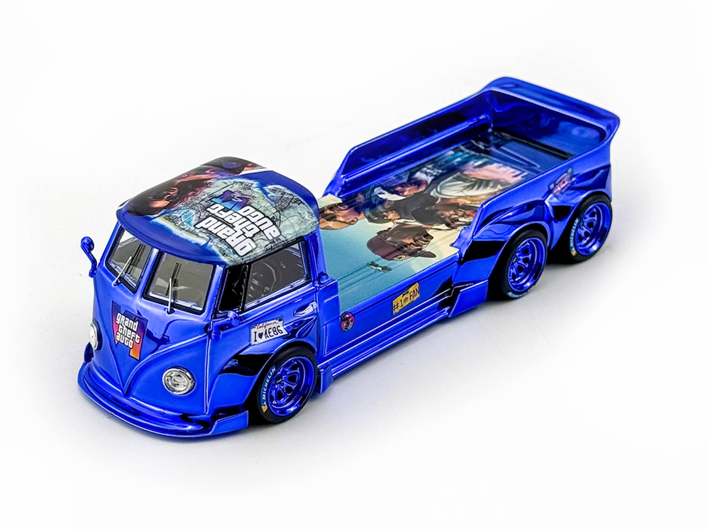 Liberty 1:64 Blue VW T1 6x6 Flatbed Tow Truck Sport Model Diecast Metal Car