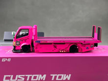 Load image into Gallery viewer, MT 1:64 Pink H300 Custom Tow Flatbed Truck Dinosaur Model Diecast Metal Car
