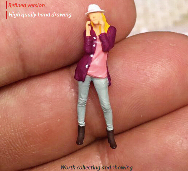 1:64 Painted Figure Mini Model Miniature Resin Diorama Lady Formal Hat Caual