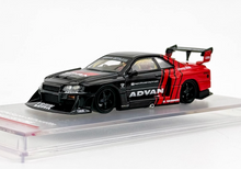 Load image into Gallery viewer, CM 1:64 Black Advan GTR ER34 LBWK Skyline Sports Model Diecast Metal Car New Collection
