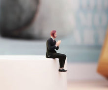 Load image into Gallery viewer, 1:64 Painted Figure Model Miniature Resin Diorama Sand Suit Man Sitting Handsome
