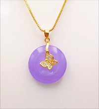 Load image into Gallery viewer, Nature Purple Jade Butterfly Pendant Necklace Gift Jewelry charm Blessing Luck G

