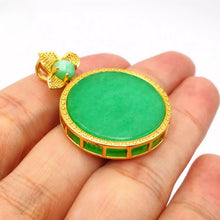 Load image into Gallery viewer, Nature Jade Reunion Round Pendant Necklace Gift Jewelry charm Blessing Lucky
