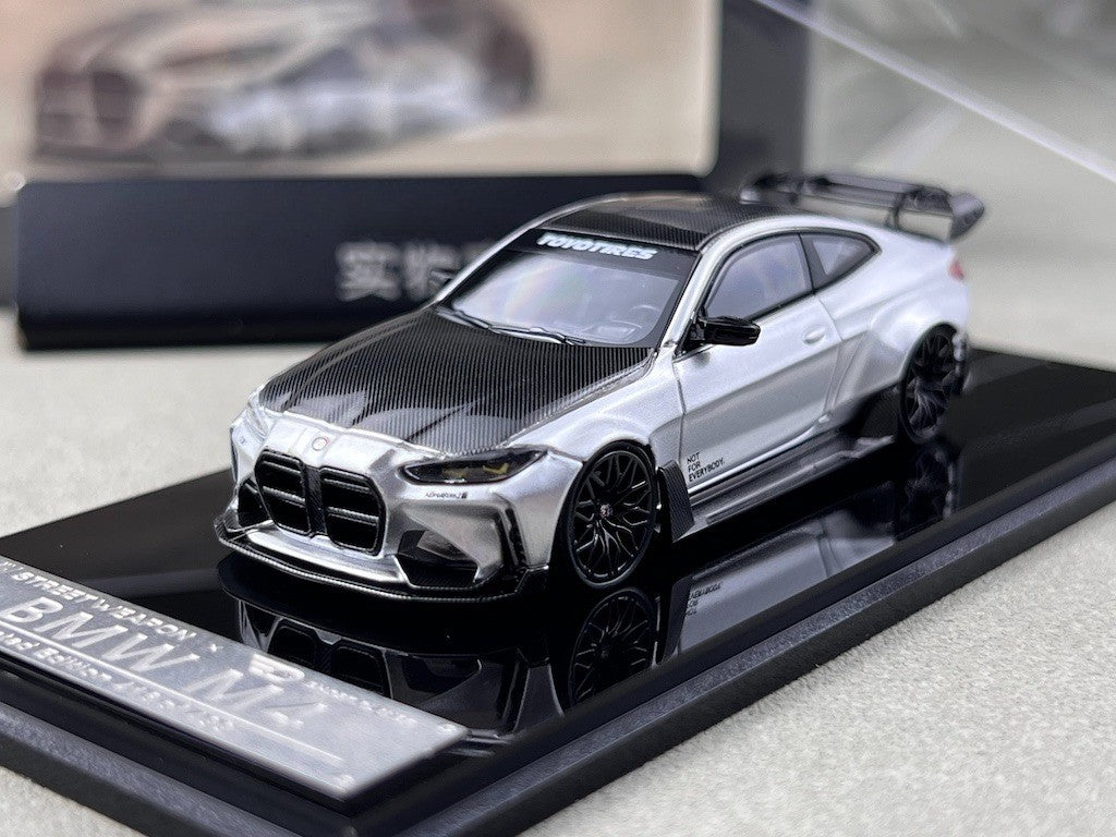 SW 1:64 Silver Carbon M4 ADRO BODY KIT Coupe Sport Model Diecast Metal Car New Collection