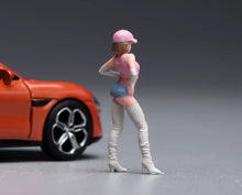 Load image into Gallery viewer, 1:64 Painted Figure Model Miniature Resin Diorama Toy Sand Pink Cap Trendy Girl
