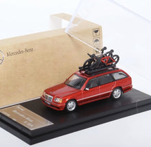Load image into Gallery viewer, Mortal 1:64 Red S124 E300 Wagon Roof Bike Model Diecast Metal Car New
