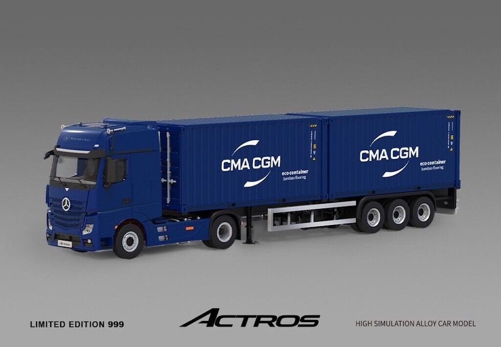 TM 1:64 Actros Container Delivery Truck Model Diecast Metal Car New Collection