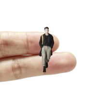 Load image into Gallery viewer, 1:64 Painted Figure Mini Model Miniature Resin Diorama Man Black Coat Brown Bag
