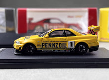 Load image into Gallery viewer, FS 1:64 Yellow JDM Skyline GTR R34 #1 Sports Model Diecast Metal Car New Collection
