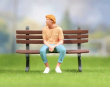 Load image into Gallery viewer, 1:64 Painted Figure Mini Model Miniature Resin Diorama Blond Sitting Posture Man

