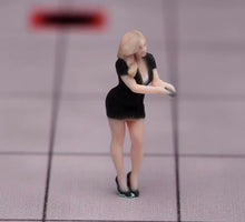 Load image into Gallery viewer, 1:64 Painted Figure Model Miniature Resin Diorama Toy Sand Sexy Lady Black Suit
