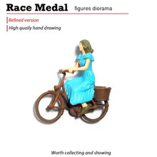 Load image into Gallery viewer, 1:64 Painted Figure Mini Model Miniature Resin Diorama People Pastoral Bicycle
