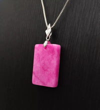 Load image into Gallery viewer, Nature Jade Rectangle Pendant Necklace Gift Jewelry charm Blessing Lucky New ps
