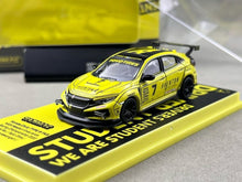 Load image into Gallery viewer, Tarmac 1:64 Yellow Civic FK8 Sports Model Diecast Metal Car Box New Collection
