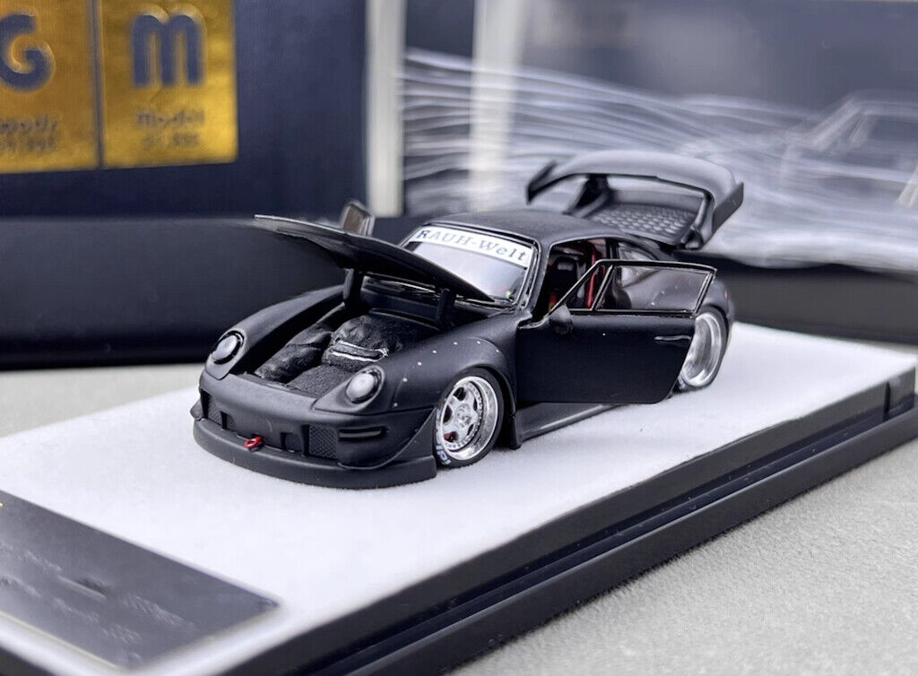 PGM 1:64 Matte Black RWB 993 Classic Sports Model Diecast Metal Car New Collection